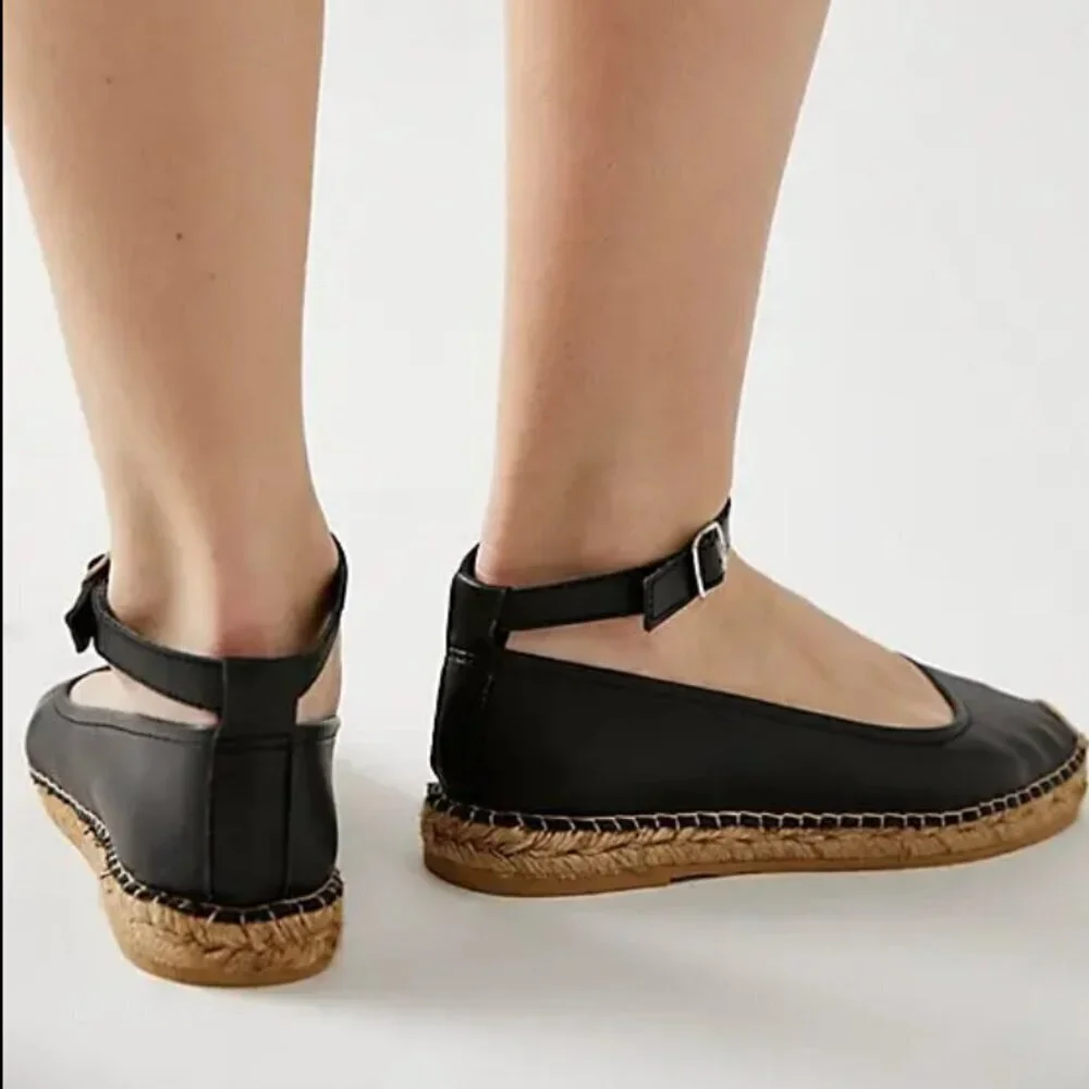 NWOT Free People Mason Ballet Espadrille Flats in Black